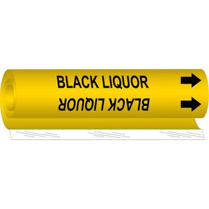 "Black Liquor" Pipe Marker - Plastic, Black on Yellow, 2-1/2" - 7-7/8", 26", 12", 1-1/4", English, Wrap-Around