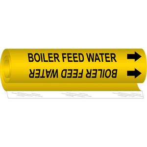 "Boiler Feed Water" Pipe Marker - Plastic, Black on Yellow, 2-1/2" - 7-7/8", 26", 12", 1-1/4", English, Wrap-Around