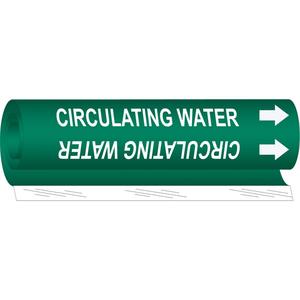 "Circulating Water" Pipe Marker - Plastic, White on Green, 2-1/2" - 7-7/8", 26", 12", 1-1/4", English, Wrap-Around