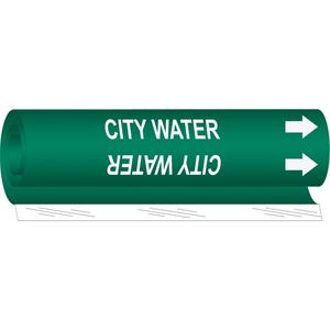 "City Water" Pipe Marker - Plastic, White on Green, 2-1/2" - 7-7/8", 26", 12", 1-1/4", English, Wrap-Around