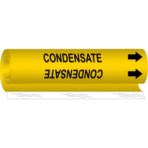 "Condensate" Pipe Marker - Plastic, Black on Yellow, 1/2" - 1-3/8", 5", 8", 1/2", English, Wrap-Around
