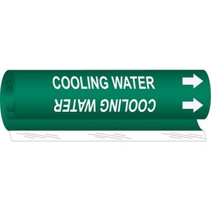 "Cooling Water" Pipe Marker - Plastic, White on Green, 2-1/2" - 7-7/8", 26", 12", 1-1/4", English, Wrap-Around