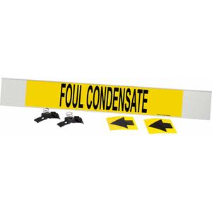 "Foul Condensate" Pipe Marker - Plastic, Black on Yellow, 8" - 20", 4", 24", 3-1/2", English, Fibreglass Carrier with Clips