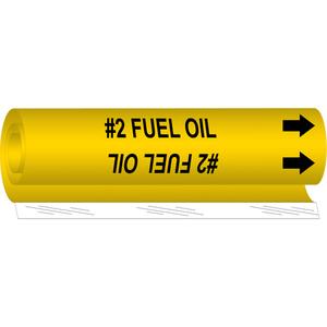 "#2 Fuel Oil" Pipe Marker - Plastic, Black on Yellow, 2-1/2" - 7-7/8", 26", 12", 1-1/4", English, Wrap-Around