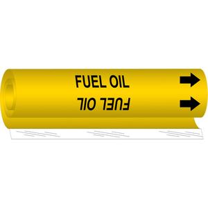"Fuel Oil" Pipe Marker - Plastic, Black on Yellow, 2-1/2" - 7-7/8", 26", 12", 1-1/4", English, Wrap-Around