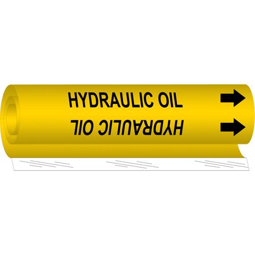 "Hydraulic Oil" Pipe Marker - Plastic, Black on Yellow, 2-1/2" - 7-7/8", 26", 12", 1-1/4", English, Wrap-Around