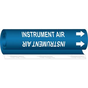 "Instrument Air" Pipe Marker - Plastic, White on Blue, 2-1/2" - 7-7/8", 26", 12", 1-1/4", English, Wrap-Around