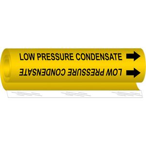 "Low Pressure Condensate" Pipe Marker - Plastic, Black on Yellow, 2-1/2" - 7-7/8", 26", 12", 1-1/4", English, Wrap-Around