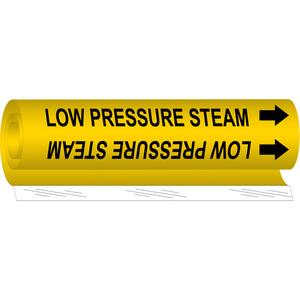 "Low Pressure Steam" Pipe Marker - Plastic, Black on Yellow, 1-1/2" - 2-3/8", 9", 8", 3/4", English, Wrap-Around