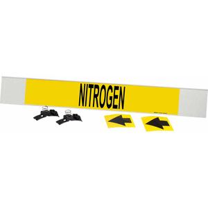 "Nitrogen" Pipe Marker - Plastic, Black on Yellow, 8" - 20", 4", 24", 3-1/2", English, Fibreglass Carrier with Clips