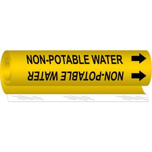 "Non-Potable Water" Pipe Marker - Plastic, Black on Yellow, 1-1/2" - 2-3/8", 9", 8", 3/4", English, Wrap-Around