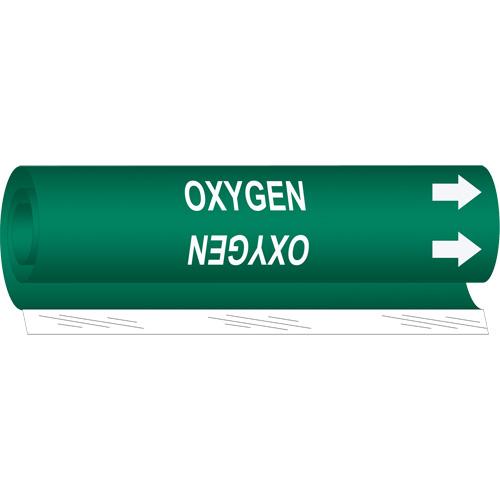 "Oxygen" Pipe Marker - Plastic, White on Green, 2-1/2" - 7-7/8", 26", 12", 1-1/4", English, Wrap-Around