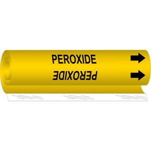 "Peroxide" Pipe Marker - Plastic, Black on Yellow, 1/2" - 1-3/8", 5", 8", 1/2", English, Wrap-Around