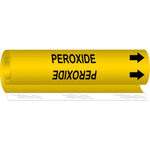 "Peroxide" Pipe Marker - Plastic, Black on Yellow, 1/2" - 1-3/8", 5", 8", 1/2", English, Wrap-Around