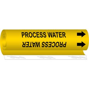 "Process Water" Pipe Marker - Plastic, Black on Yellow, 1/2" - 1-3/8", 5", 8", 1/2", English, Wrap-Around
