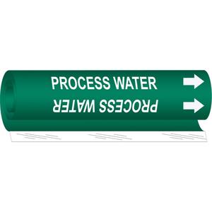 "Process Water" Pipe Marker - Plastic, White on Green, 2-1/2" - 7-7/8", 26", 12", 1-1/4", English, Wrap-Around