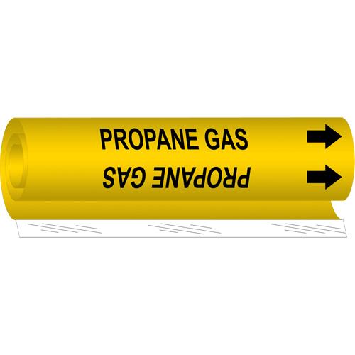 "Propane Gas" Pipe Marker - Plastic, Black on Yellow, 1-1/2" - 2-3/8", 9", 8", 3/4", English, Wrap-Around