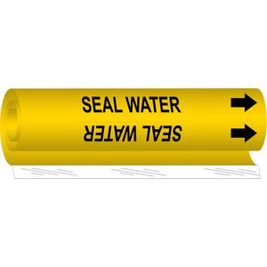 "Seal Water" Pipe Marker - Plastic, Black on Yellow, 1/2" - 1-3/8", 5", 8", 1/2", English, Wrap-Around