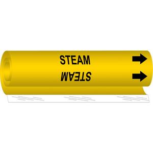 "Steam" Pipe Marker - Plastic, Black on Yellow, 2-1/2" - 7-7/8", 26", 12", 1-1/4", English, Wrap-Around