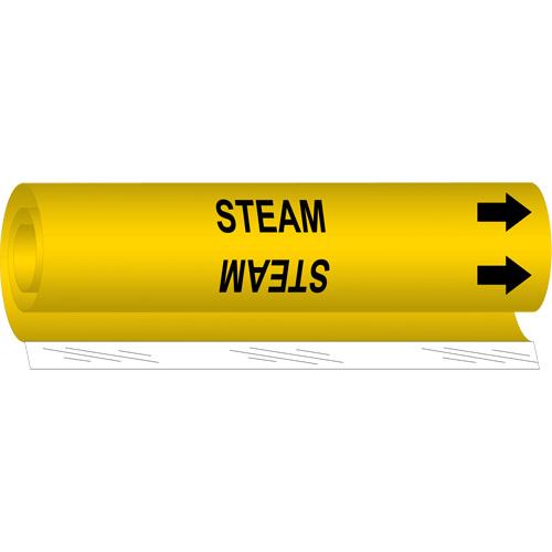 "Steam" Pipe Marker - Plastic, Black on Yellow, 2-1/2" - 7-7/8", 26", 12", 1-1/4", English, Wrap-Around