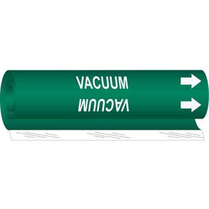 "Vacuum" Pipe Marker - Plastic, White on Green, 1/2" - 1-3/8", 5", 8", 1/2", English, Wrap-Around