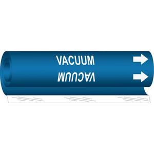 "Vacuum" Pipe Marker - Plastic, White on Blue, 1-1/2" - 2-3/8", 9", 8", 3/4", English, Wrap-Around