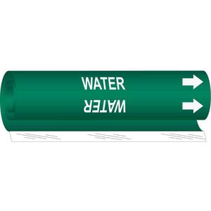 "Water" Pipe Marker - Plastic, White on Green, 2-1/2" - 7-7/8", 26", 12", 1-1/4", English, Wrap-Around