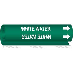 "White Water" Pipe Marker - Plastic, White on Green, 1/2" - 1-3/8", 5", 8", 1/2", English, Wrap-Around