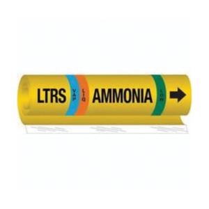"LTRS Liq/Vap Ammonia Low" Ammonia (IIAR) Pipe Marker - Plastic, Black on Yellow, 2-1/2" - 7-7/8", 26", 24", 1-1/4", English, Wrap-Around, Low, LIQ/VAP, LTRS