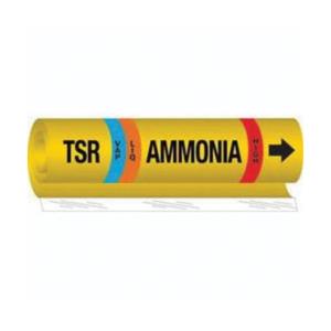 "TSR Liq/Vap Ammonia High" Ammonia (IIAR) Pipe Marker - Plastic, Black on Yellow, 2-1/2" - 7-7/8", 26", 24", 1-1/4", English, Wrap-Around, High, LIQ/VAP, TSR