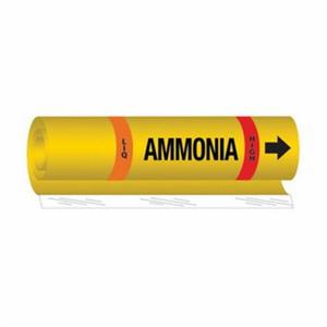 Blank "Liq Ammonia High" Ammonia (IIAR) Pipe Marker - Plastic, Black on Yellow, 1-1/2" - 2-3/8", 9", 8", 3/4", English, Wrap-Around, High, LIQ