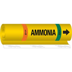 Blank "Liq Ammonia Low" Ammonia (IIAR) Pipe Marker - Plastic, Black on Yellow, 2-1/2" - 7-7/8", 26", 24", 1-1/4", English, Wrap-Around, Low, LIQ