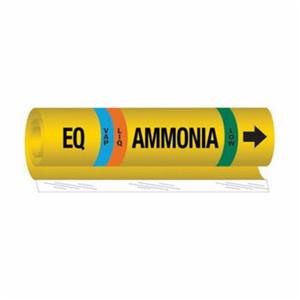 "EQ Liq/Vap Ammonia Low" Ammonia (IIAR) Pipe Marker - Plastic, Black on Yellow, 1-1/2" - 2-3/8", 9", 8", 3/4", English, Wrap-Around, Low, LIQ/VAP, EQ