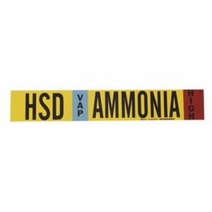 "HPL Liq Ammonia High" Ammonia (IIAR) Pipe Marker - Plastic, Black on Yellow, 8" - 20", 4", 24", 3-1/2", English, Fibreglass Carrier with Clips, High, LIQ, HPL