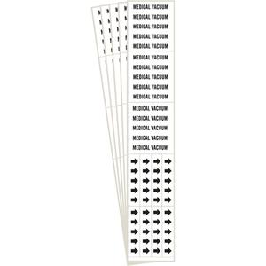 "Medical Vacuum" Pipe Markers - Vinyl, Black on White, 0" - 3/4", 2-1/4", 2-3/4", 1/2", English, Self-Adhesive, 3