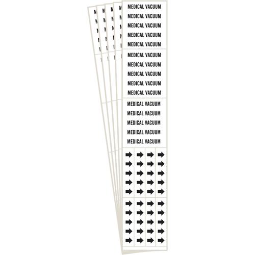 "Medical Vacuum" Pipe Markers - Vinyl, Black on White, 0" - 3/4", 2-1/4", 2-3/4", 1/2", English, Self-Adhesive, 3