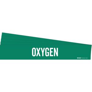 "Oxygen" Pipe Marker - Vinyl, White on Green, 2-1/2" - 7-7/8", 2-1/4", 14", 2", English, Self-Adhesive