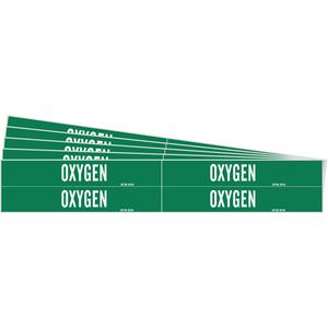 "Oxygen" Pipe Marker - Vinyl, White on Green, 3/4" - 2-3/8", 1-1/8", 7", 3/4", English, Self-Adhesive, 4