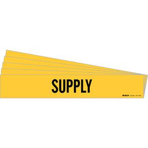 "Supply" Pipe Marker - Vinyl, Black on Yellow, 8" - 20", 4", 24", 3-1/2", English, Self-Adhesive
