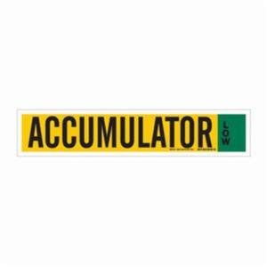 "Accumulator" Ammonia (IIAR) Pipe Marker - Vinyl, Black on Yellow, 8" - 20", 4", 24", 3-1/2", English, Self-Adhesive, Low