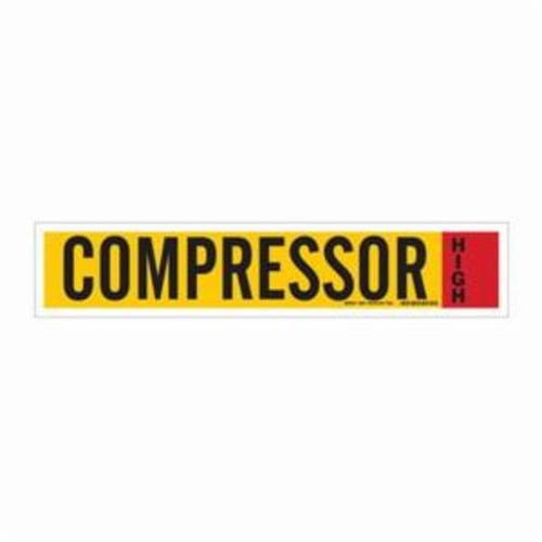 "Compressor" Ammonia (IIAR) Pipe Marker - Vinyl, Black on Yellow, 8" - 20", 4", 24", 3-1/2", English, Self-Adhesive, High