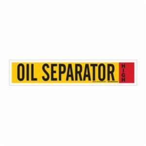 "Oil Separator" Ammonia (IIAR) Pipe Marker - Vinyl, Black on Yellow, 8" - 20", 4", 24", 3-1/2", English, Self-Adhesive, High