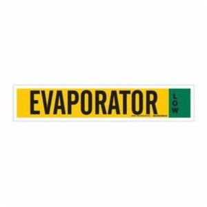 "Evaporator" Ammonia (IIAR) Pipe Marker - Vinyl, Black on Yellow, 8" - 20", 4", 24", 3-1/2", English, Self-Adhesive, Low