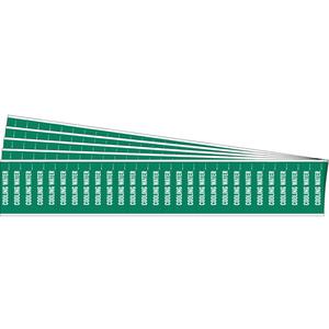 "Cooling Water" Semi-Conductor & Chemical Pipe Markers - Vinyl, White on Green, 0" - 3/4", 1/2", 2-1/4", 1/4", English, Self-Adhesive, 28