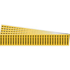 "Hydrochloric Acid" Semi-Conductor & Chemical Pipe Markers - Vinyl, Black on Yellow, 0" - 3/4", 1/2", 2-1/4", 1/4", English, Self-Adhesive, 28