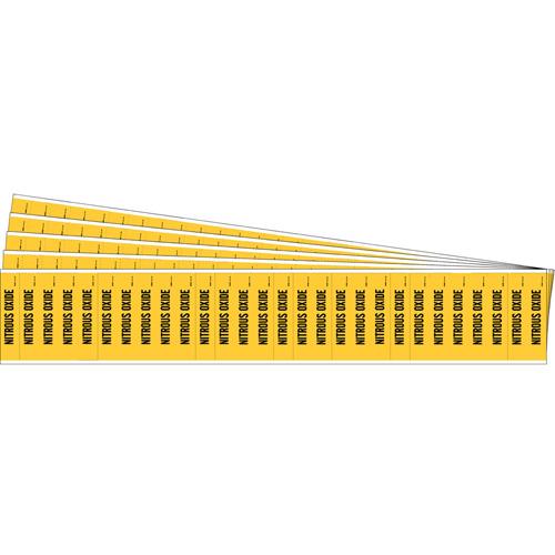 "Nitrous Oxide" Semi-Conductor & Chemical Pipe Markers - Vinyl, Black on Yellow, 0" - 3/4", 1/2", 2-1/4", 1/4", English, Self-Adhesive, 28