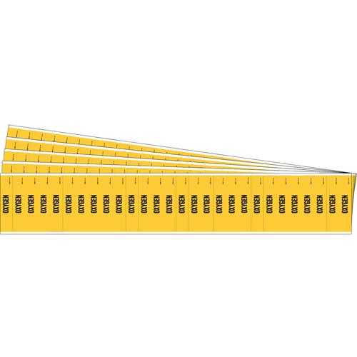 "Oxygen" Semi-Conductor & Chemical Pipe Markers - Vinyl, Black on Yellow, 0" - 3/4", 1/2", 2-1/4", 1/4", English, Self-Adhesive, 28
