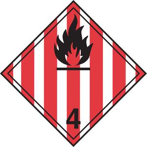 TDG Shipping Labels - 4.1, Flammable Solid, Paper, 4", 4", 500 labels/roll, Roll