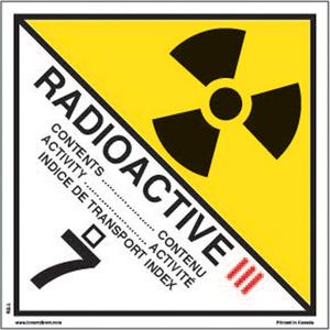 TDG Shipping Labels - Vinyl, Radioactive III, Paper, 4", 4"