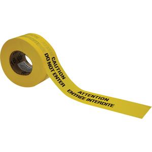 Barricade Tape - 3.5 mils, 1000', 3", Black on Yellow, Bilingual, HEAVY-DUTY, Attention Entrée Interdite/Caution Do Not Enter